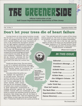 Golf Course Superintendents Association of New Jersey the Greenerside Vol. 13 No. 5