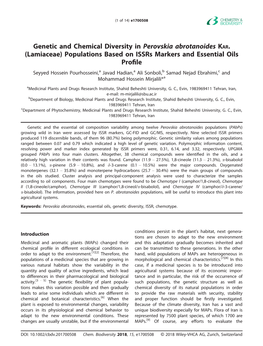 Genetic and Chemical Diversity in Perovskia Abrotanoides KAR