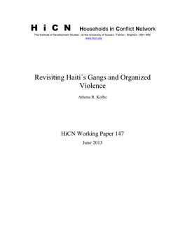 Revisiting Haiti´S Gangs and Organized Violence