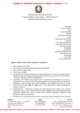 Istituto Comprensivo “Vallo Della Lucania – Novi Velia ” Ambito Territoriale 28 Sa