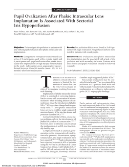 Pupil Ovalization After Phakic Intraocular Lens Implantation Is Associated with Sectorial Iris Hypoperfusion