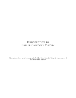 Introduction to Higher Category Theory