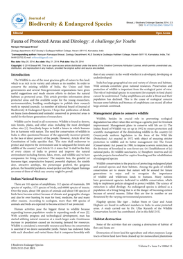 Fauna of Protected Areas and Dirology