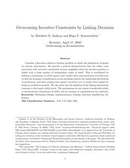 Overcoming Incentive Constraints by Linking Decisions