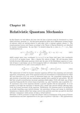 Relativistic Quantum Mechanics