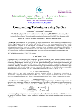 Companding Techniques Using Sysgen