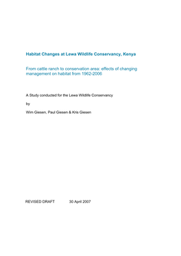 (2007). Habitat Changes at Lewa Wildlife Conservancy, Kenya. From