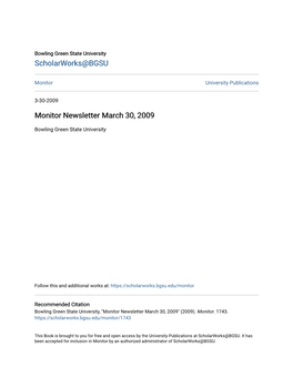 Monitor Newsletter March 30, 2009