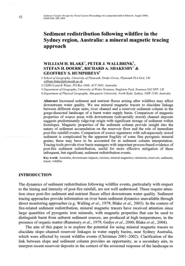 Sediment Redistribution Following Wildfire in the Sydney Region, Australia: a Mineral Magnetic Tracing Approach