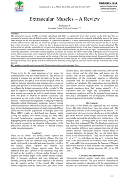 Extraocular Muscles – a Review