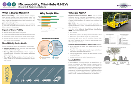 Micromobility, Mini-Hubs & Nevs