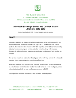 Microsoft Exchange Server and Outlook Market Analysis, 2013-2017