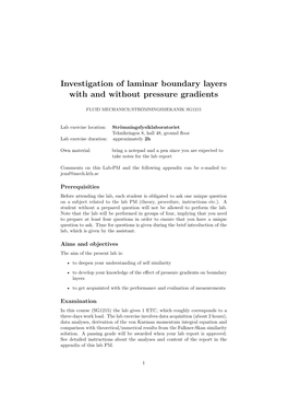 Investigation of Laminar Boundary Layers with and Without Pressure Gradients