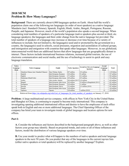 2018 MCM Problem B: How Many Languages?