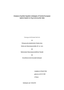 Analysis of Partial Migration Strategies of Central European Raptors Based on Ring Re-Encounter Data