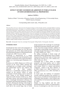 Effect of Dry Sourdough Addition in Wheat Flour on Dough Rheological Properties