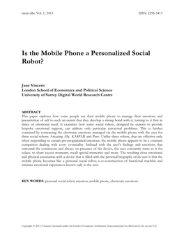 Is the Mobile Phone a Personalized Social Robot?