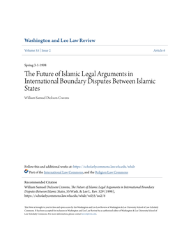 The Future of Islamic Legal Arguments in International Boundary Disputes Between Islamic States, 55 Wash