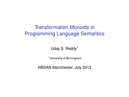 Transformation Monoids in Programming Language Semantics