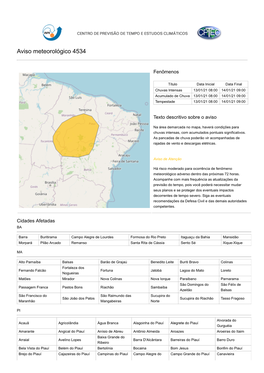 Aviso Meteorológico 4534