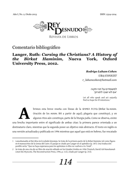 Langer, Ruth: Cursing the Christians? a History of the Birkat Haminim, Nueva York, Oxford University Press, 2012