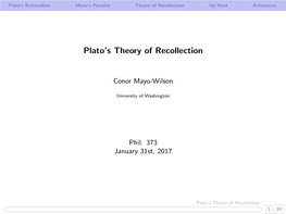 Plato's Theory of Recollection