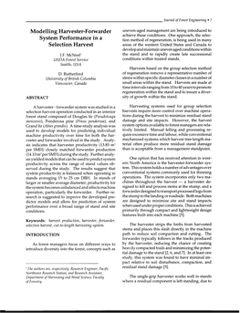 Modelling Harvester-Forwarder System Performance in a Selection