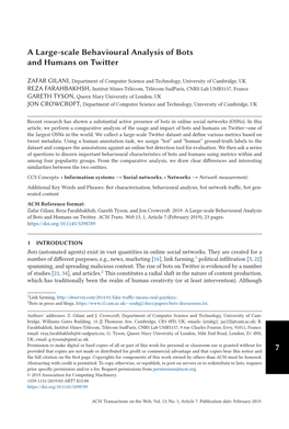 7 a Large-Scale Behavioural Analysis of Bots and Humans on Twitter