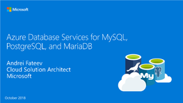 Azure Database Services for Mysql, Postgresql, and Mariadb