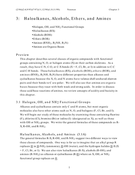 3: Haloalkanes, Alcohols, Ethers, and Amines