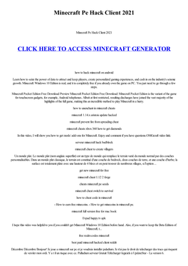 Minecraft Pe Hack Client 2021