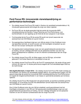 Ford Focus RS: Innoverende Vierwielaandrijving En Performance-Technologie