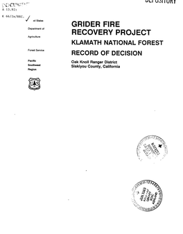 Depository Grider Fire Recovery Project
