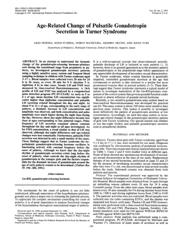 Age-Related Change of Pulsatile Gonadotropin Secretion in Turner Syndrome