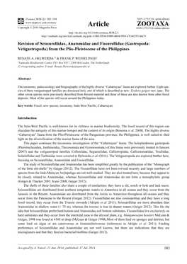 Revision of Scissurellidae, Anatomidae and Fissurellidae (Gastropoda: Vetigastropoda) from the Plio-Pleistocene of the Philippines