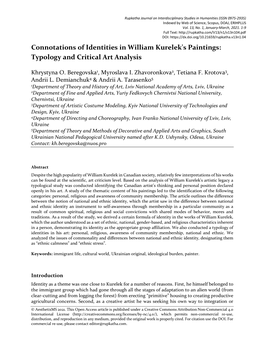 Connotations of Identities in William Kurelek's Paintings: Typology and Critical Art Analysis