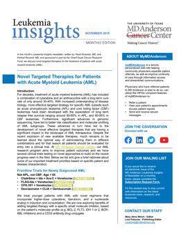 Leukemia Insights Newsletter November 2019