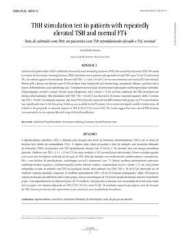 TRH Stimulation Test in Patients with Repeatedly Elevated TSH