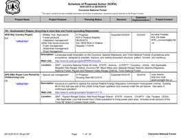 Schedule of Proposed Action (SOPA) 04/01/2018 to 06/30/2018 Coconino National Forest This Report Contains the Best Available Information at the Time of Publication