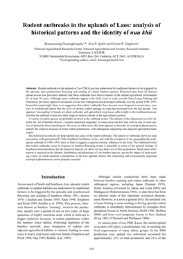 Rodent Outbreaks in the Uplands of Laos: Analysis of Historical Patterns and the Identity of Nuu Khii