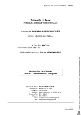 Tribunale Di Terni PROCEDURA DI ESECUZIONE IMMOBILIARE