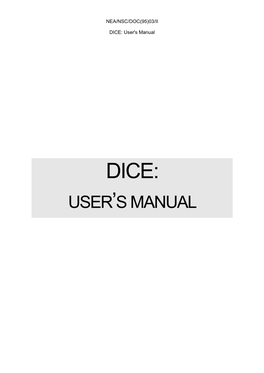 DICE: User's Manual