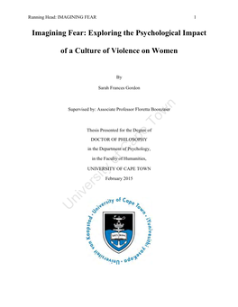 Exploring the Psychological Impact of a Culture of Violence on Women