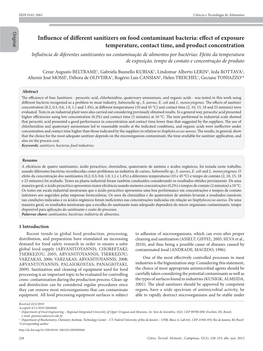 Influence of Different Sanitizers on Food Contaminant Bacteria