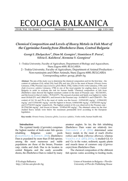 Chemical Composition and Levels of Heavy Metals in Fish Meat of the Cyprinidae Family from Zhrebchevo Dam, Central Bulgaria