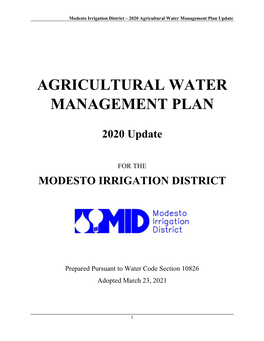 Final 2020 Agricultural Water Management Plan