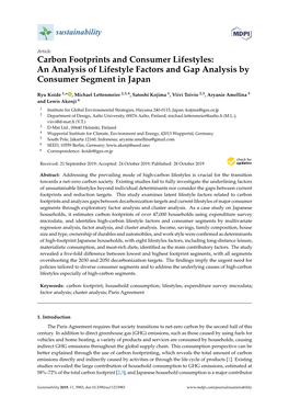 Carbon Footprints and Consumer Lifestyles: an Analysis of Lifestyle Factors and Gap Analysis by Consumer Segment in Japan