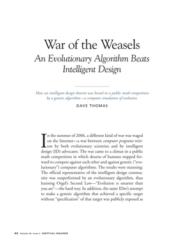 War of the Weasels an Evolutionary Algorithm Beats Intelligent Design
