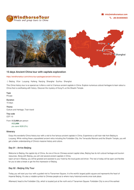 15 Days Ancient China Tour with Capitals Exploration