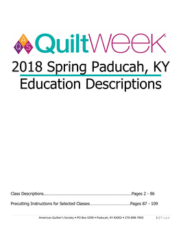 2018 Spring Paducah, KY Education Descriptions